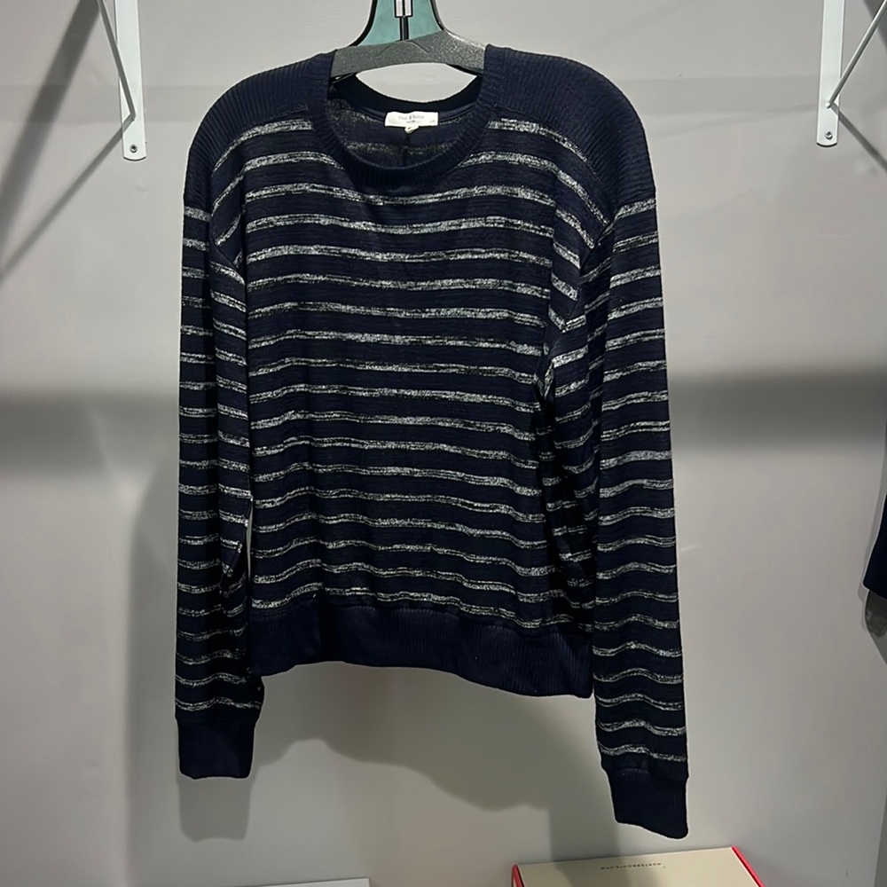 Rag and Bone The Knit navy striped sweater Sz L